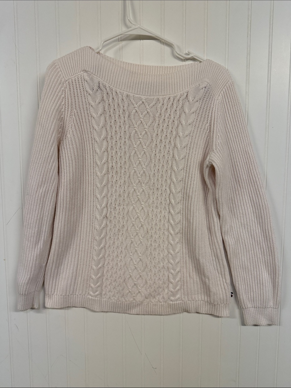 Tommy Hilfiger Off-Shoulder Cable Knit Sweater - Cream